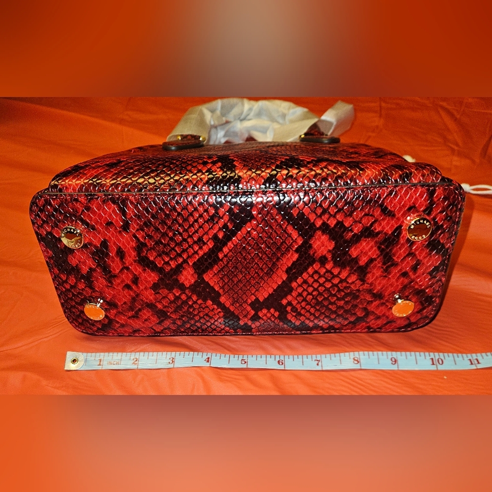 Michael Kors Red & Black Sienna Medium Python Embossed Satchel New w/Out Tags - Picture 8 of 9